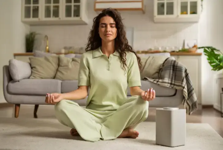 Woman practicing affirmations meditation